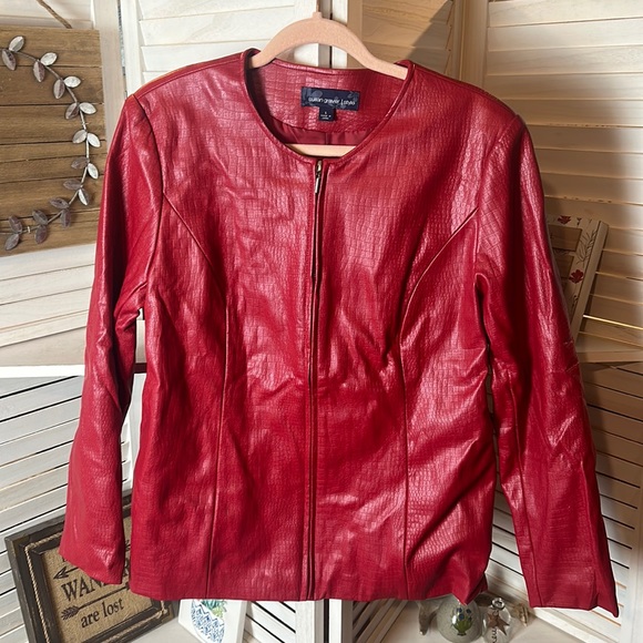 QVC Susan Graver Faux Leather Jacket Red - Picture 1 of 7